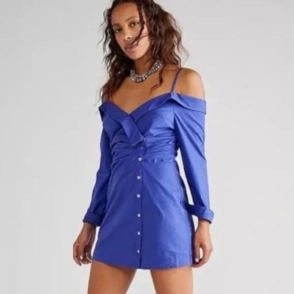Free People | After Hours Mini Shirt Dress Endless Summer Canyon Iris Small - Picture 4 of 5